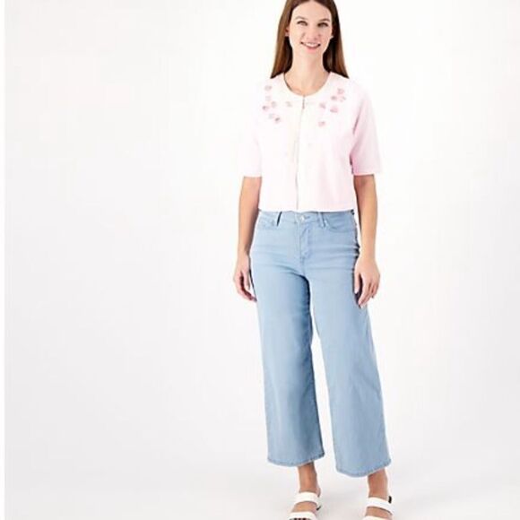 NWT Isaac Mizrahi Plus Size Bright White Embellished Cardigan Sweater - Size 2XL - Picture 3 of 8